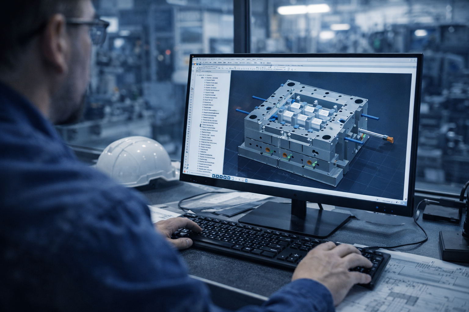 Ingeniero revisando modelo CAD